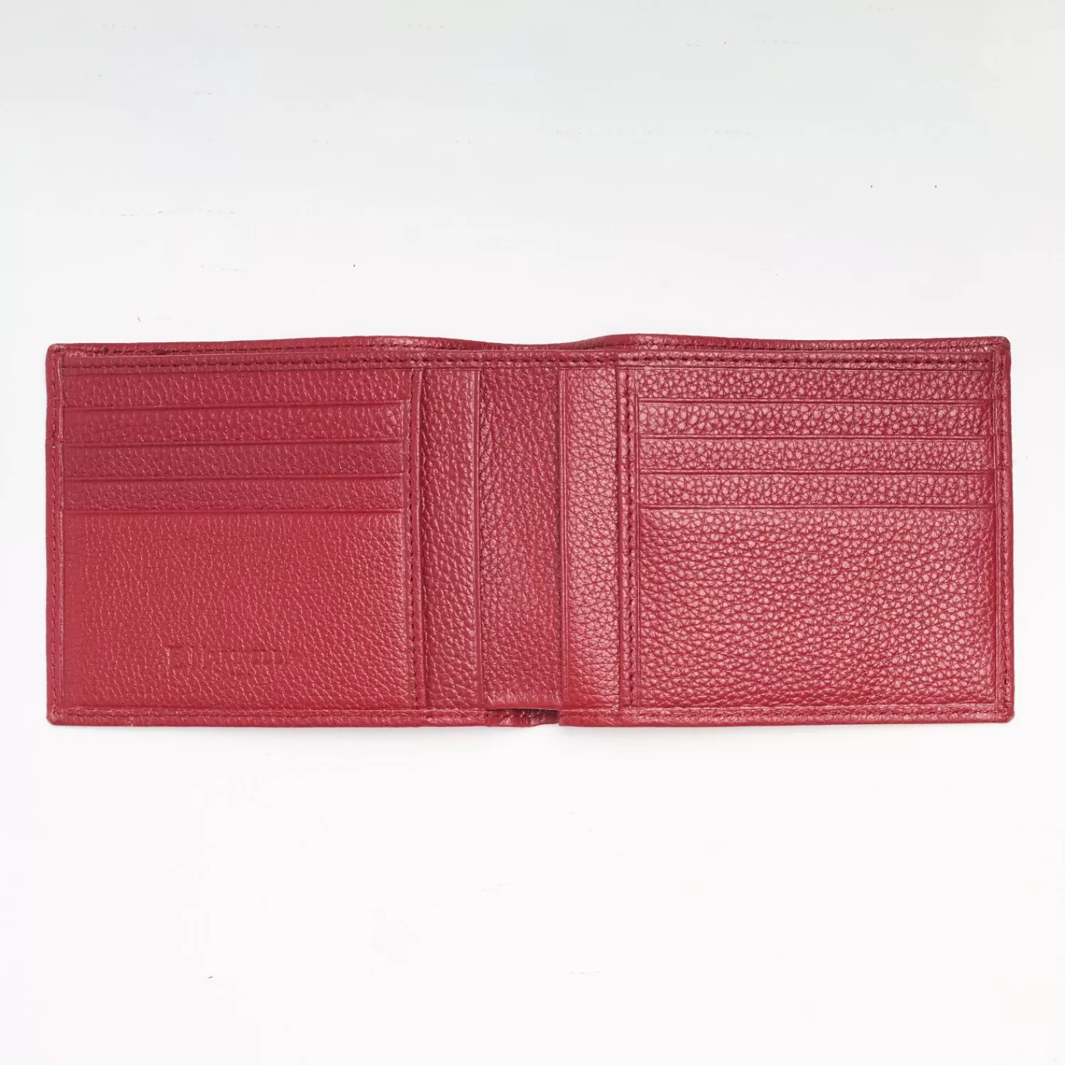 Ruby Red Hammered Horizontal Leather Wallet>E.Marinella New