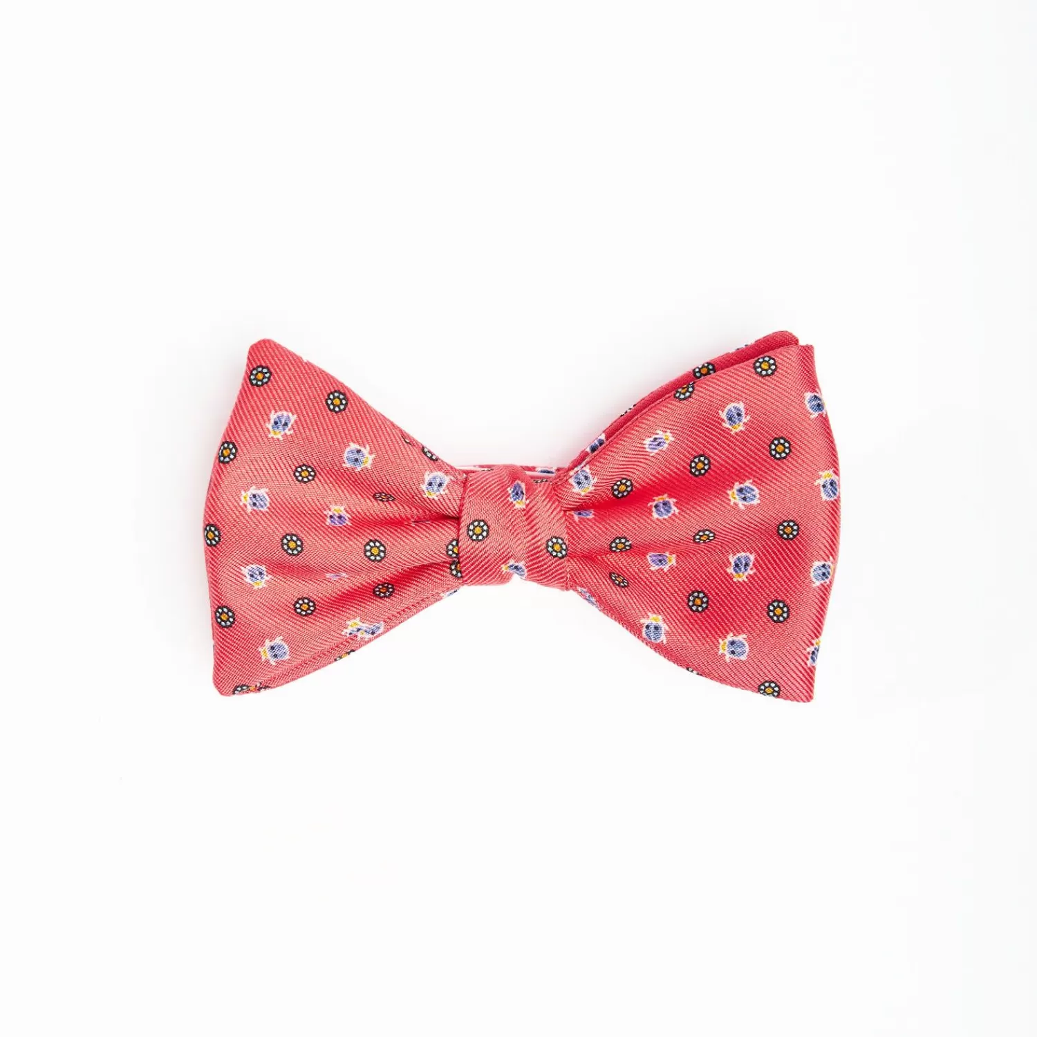 Salmon Pink Pre-Knotted Silk Bowtie - Small Flower Pattern>E.Marinella Online