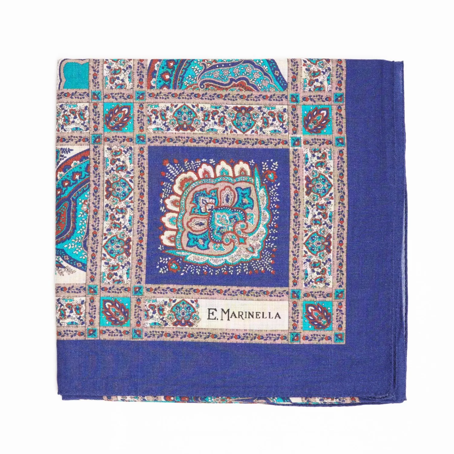 Soft Blue And Green Wool Stole - Floral Pattern>E.Marinella Sale