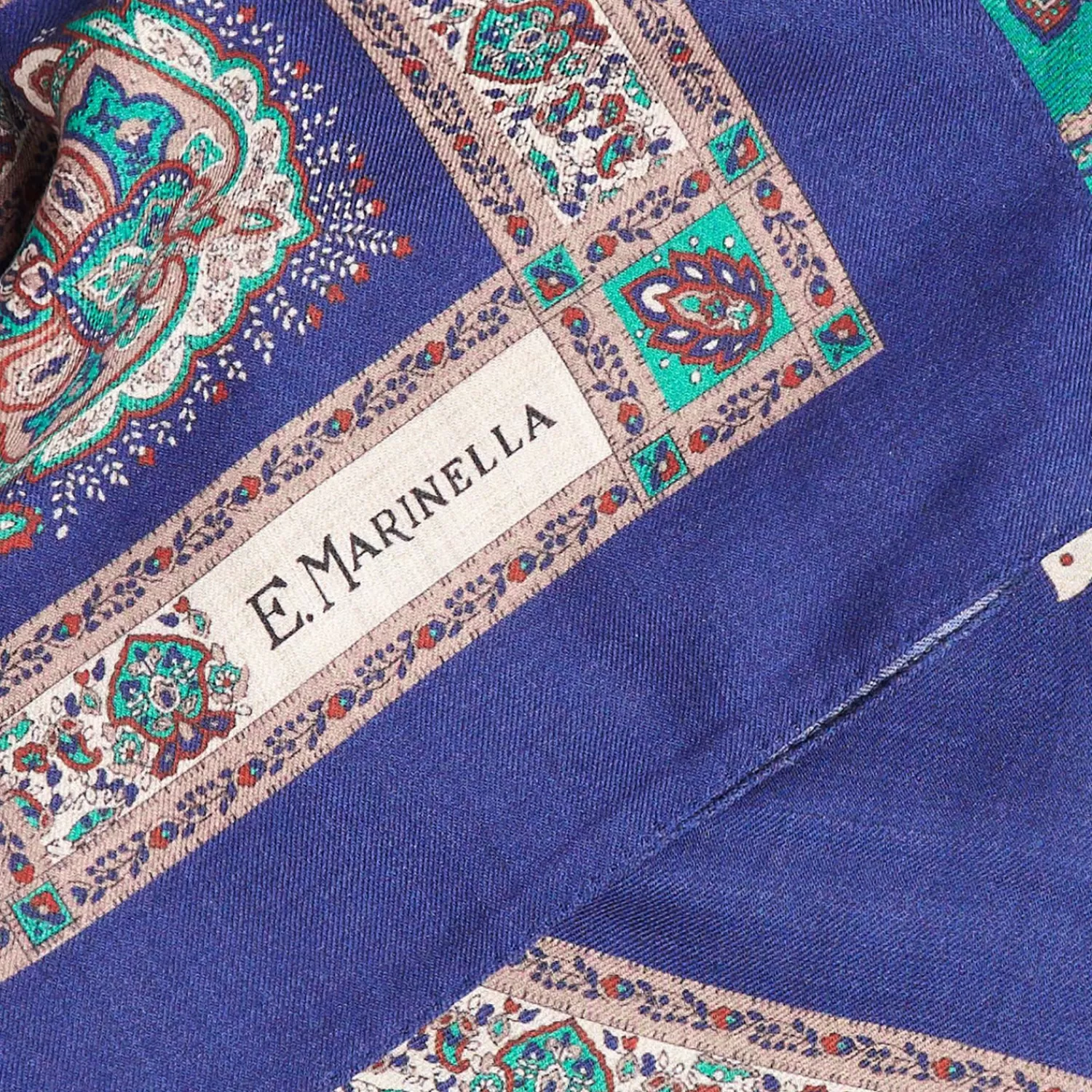 Soft Blue And Green Wool Stole - Floral Pattern>E.Marinella Sale