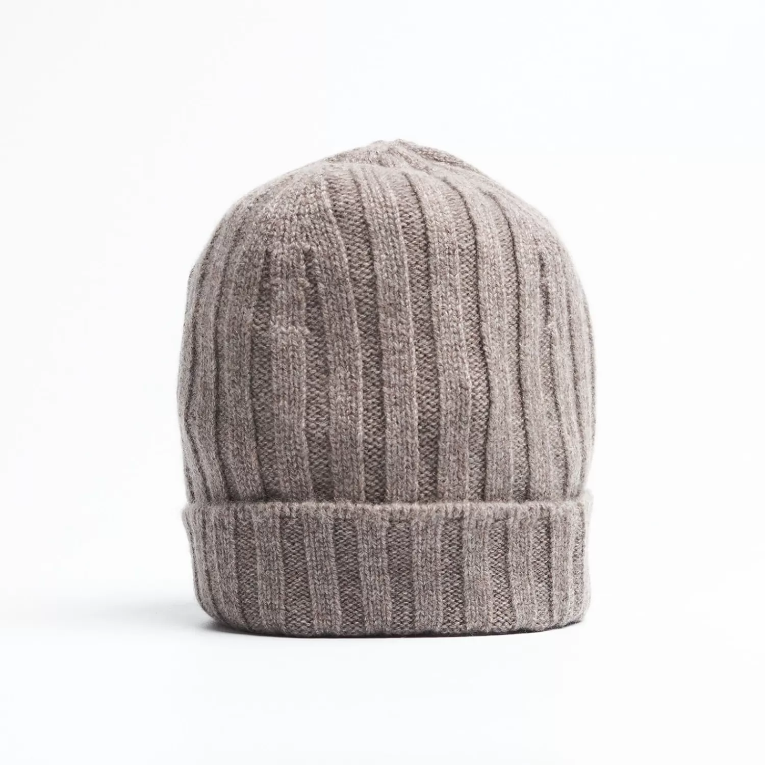 Taupe Colour Cashmere Ribbed Beanie>E.Marinella Flash Sale