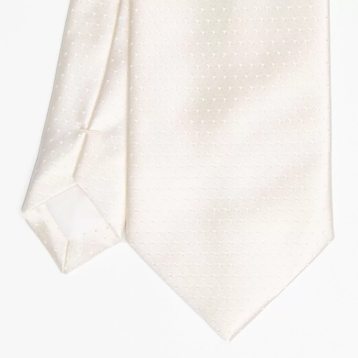 White Cerimonial Silk Satin Tie - Small Polka Dot Pattern>E.Marinella Shop
