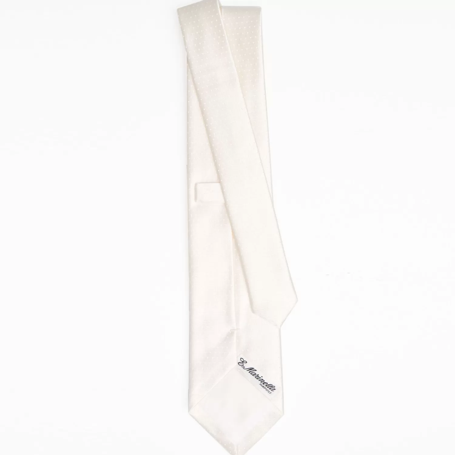 White Cerimonial Silk Satin Tie - Small Polka Dot Pattern>E.Marinella Shop