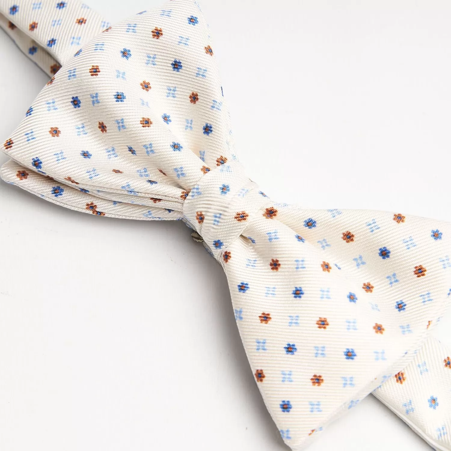 White Pre-Knotted Bowtie - Small Flower Pattern>E.Marinella Cheap