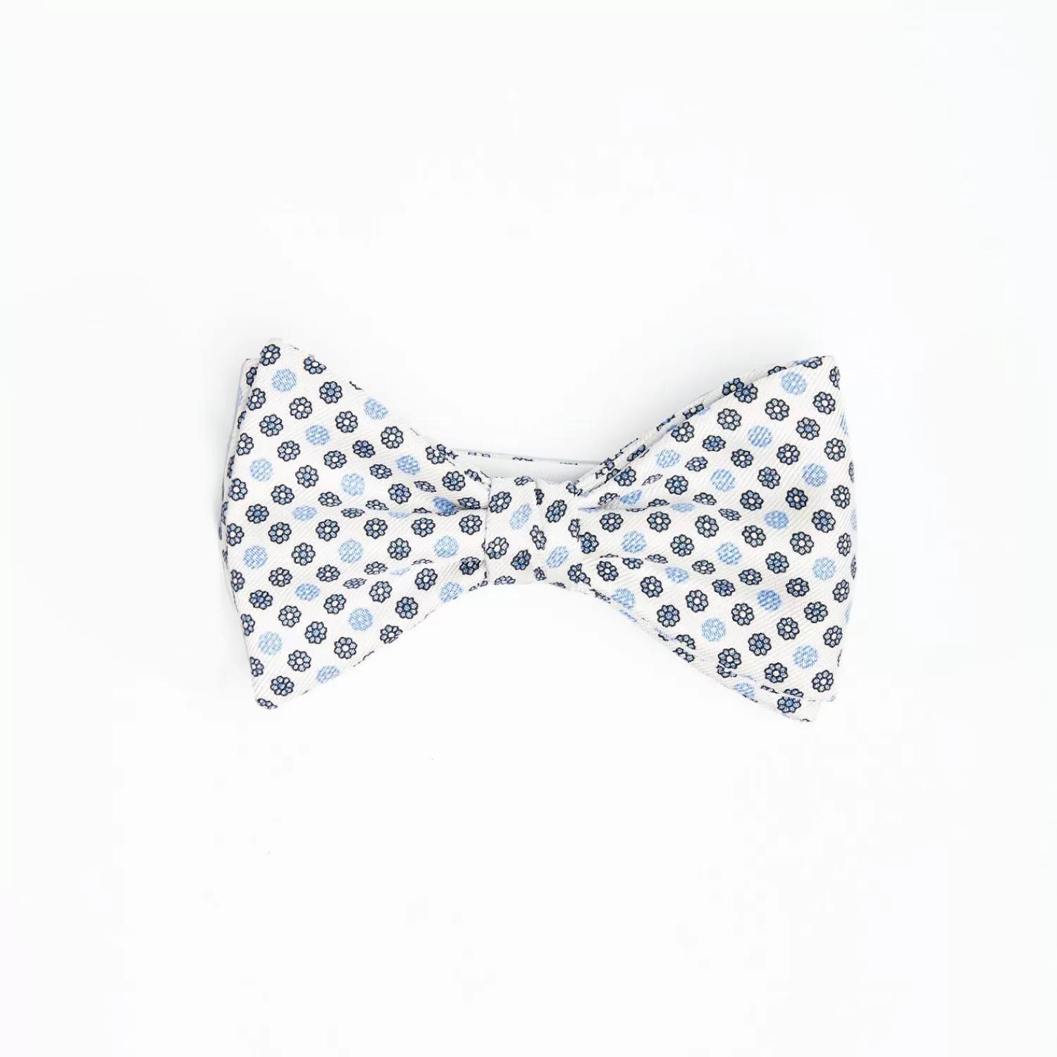 White Pre-Knotted Silk Bowtie - Small Flower Pattern>E.Marinella Cheap