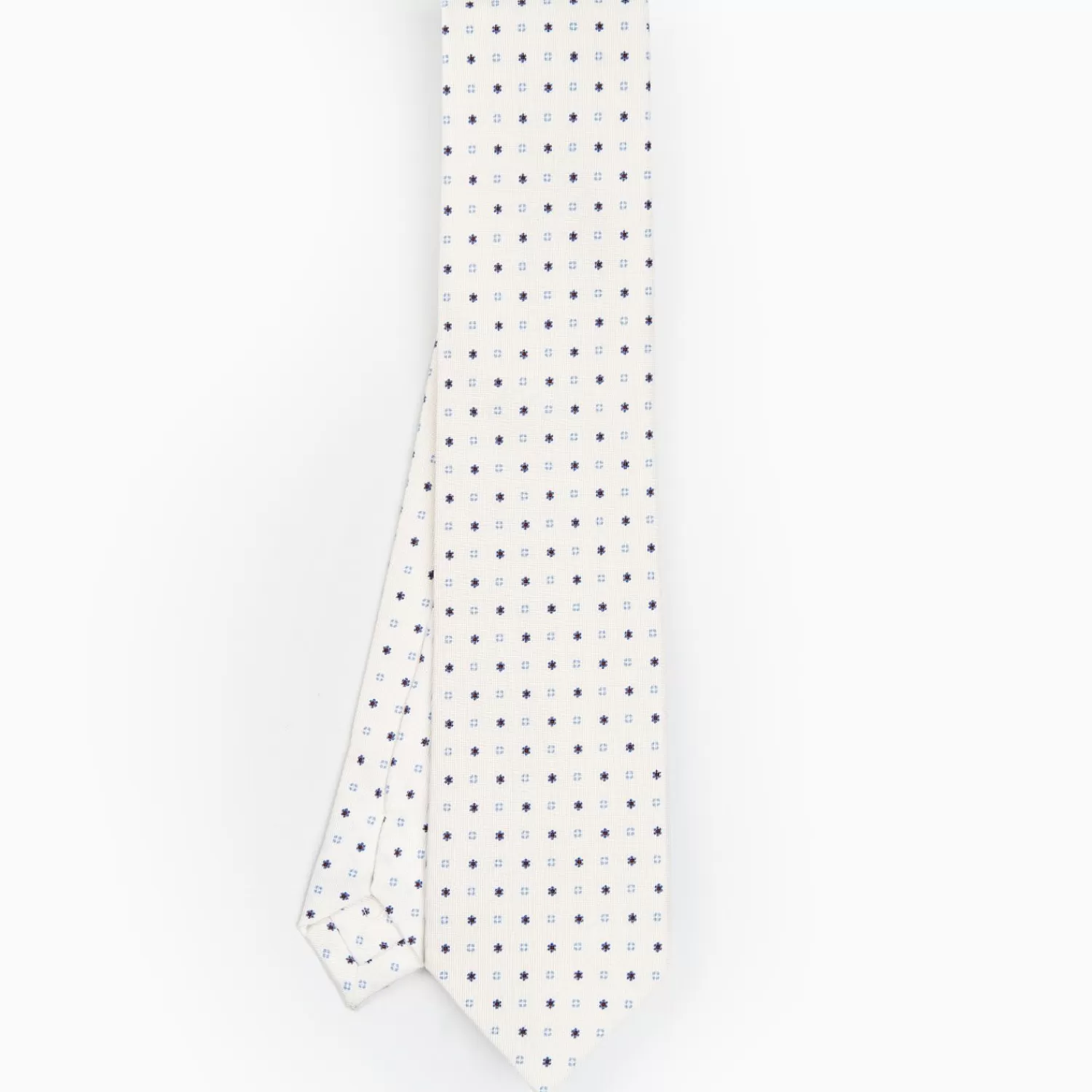 White Sartorial Classic Silk Tie - Small Flower Designs>E.Marinella Store