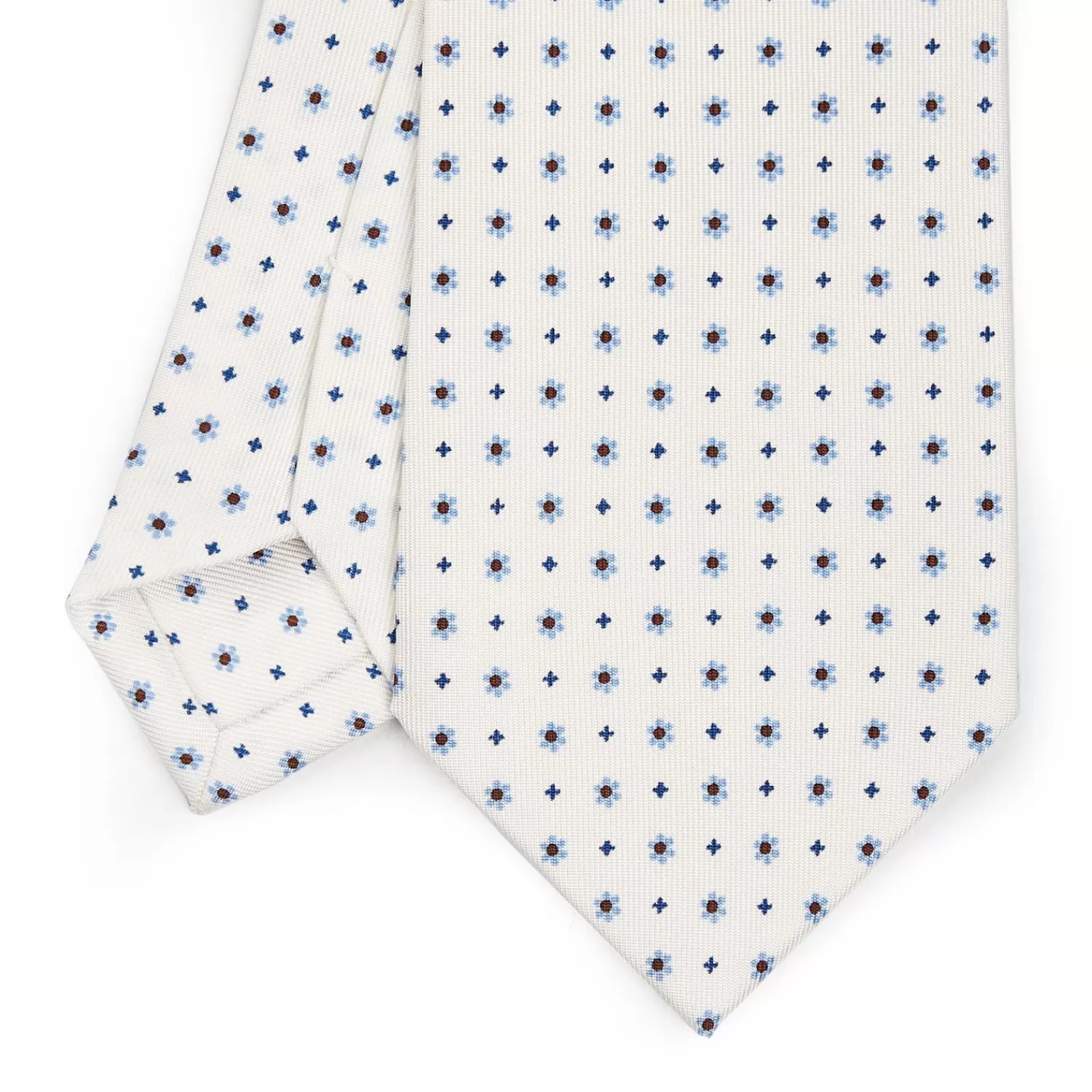 White Sartorial Classic Silk Tie - Small Flower Pattern>E.Marinella Flash Sale