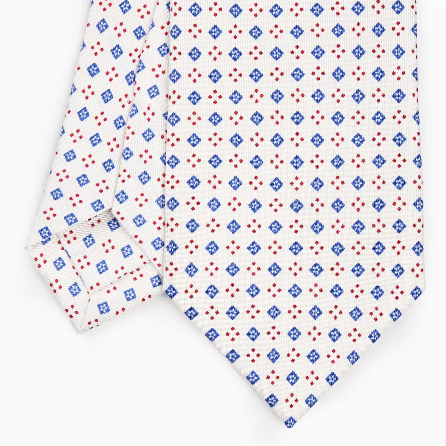 White Sartorial Classic Silk Tie - Small Flower Pattern>E.Marinella Best Sale