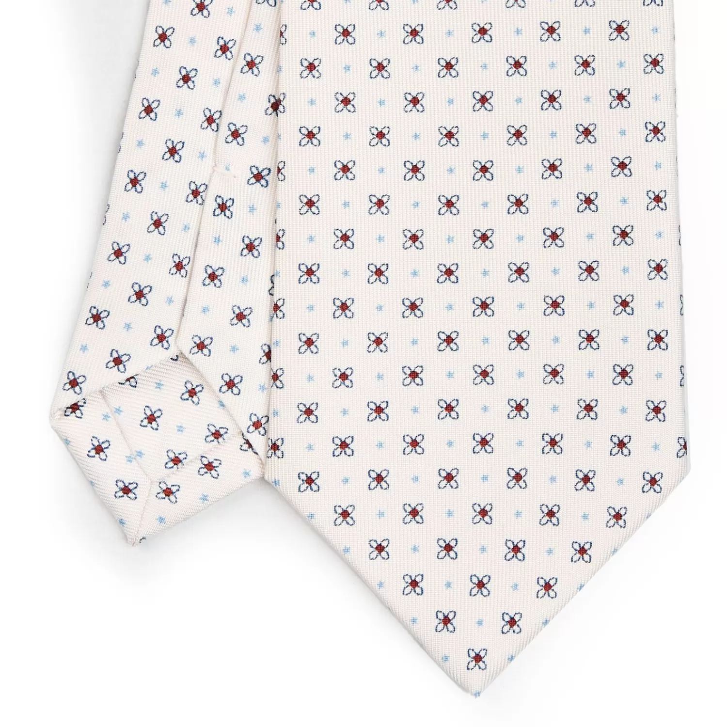 White Sartorial Classic Silk Tie - Small Flower Pattern>E.Marinella Cheap