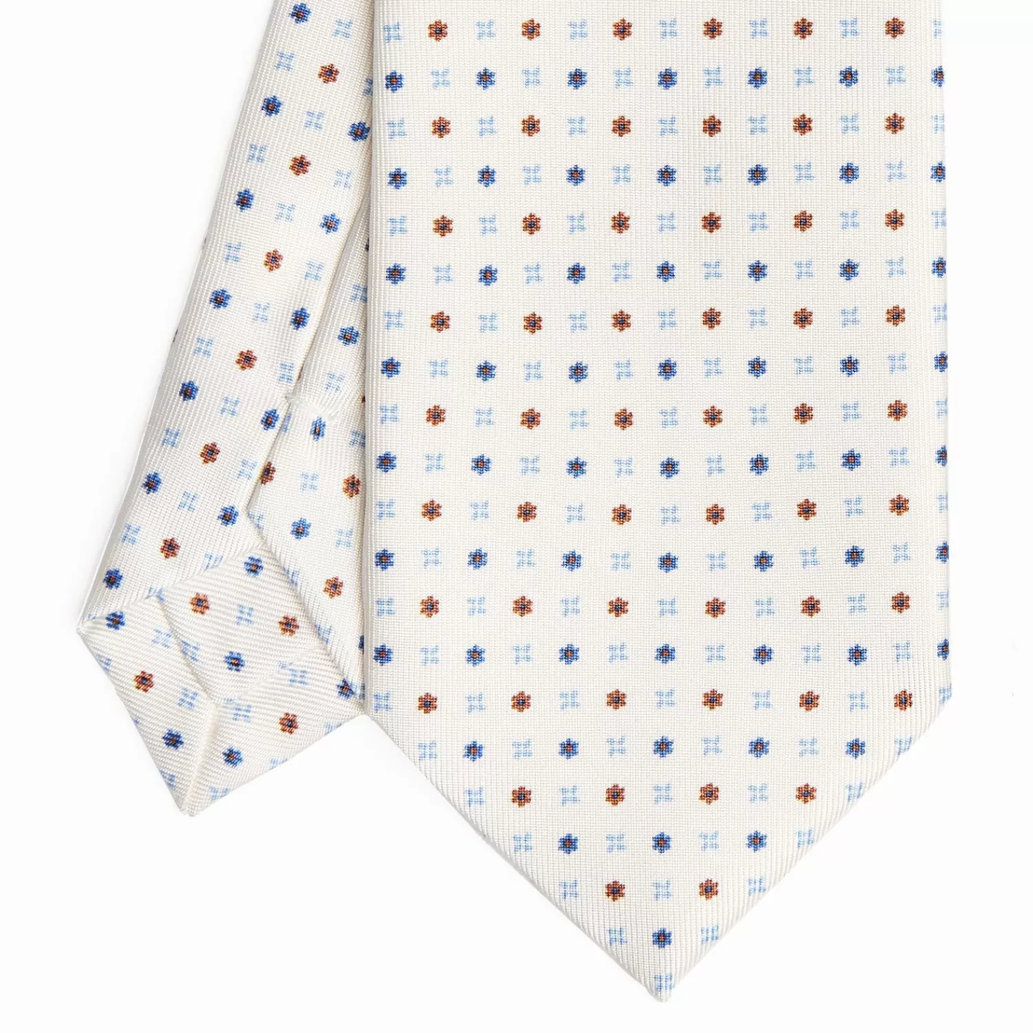 White Sartorial Classic Silk Tie - Small Flower Pattern>E.Marinella Hot