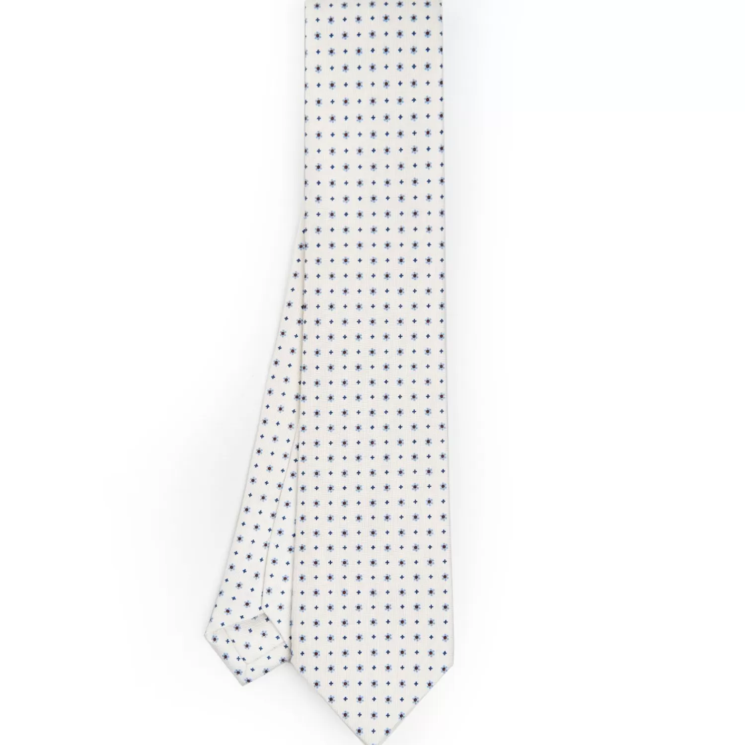 White Sartorial Classic Silk Tie - Small Flower Pattern>E.Marinella Flash Sale