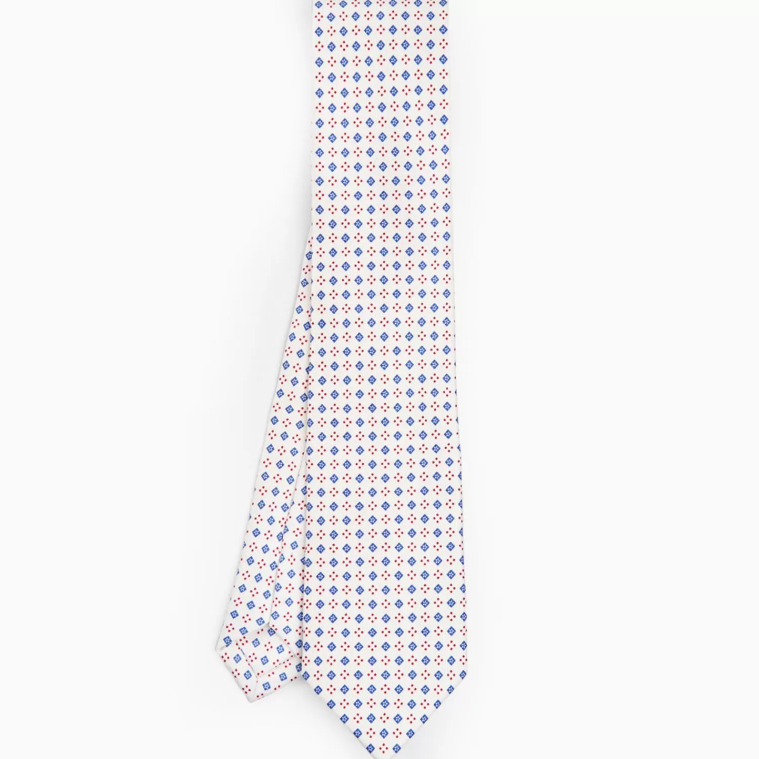 White Sartorial Classic Silk Tie - Small Flower Pattern>E.Marinella Best Sale