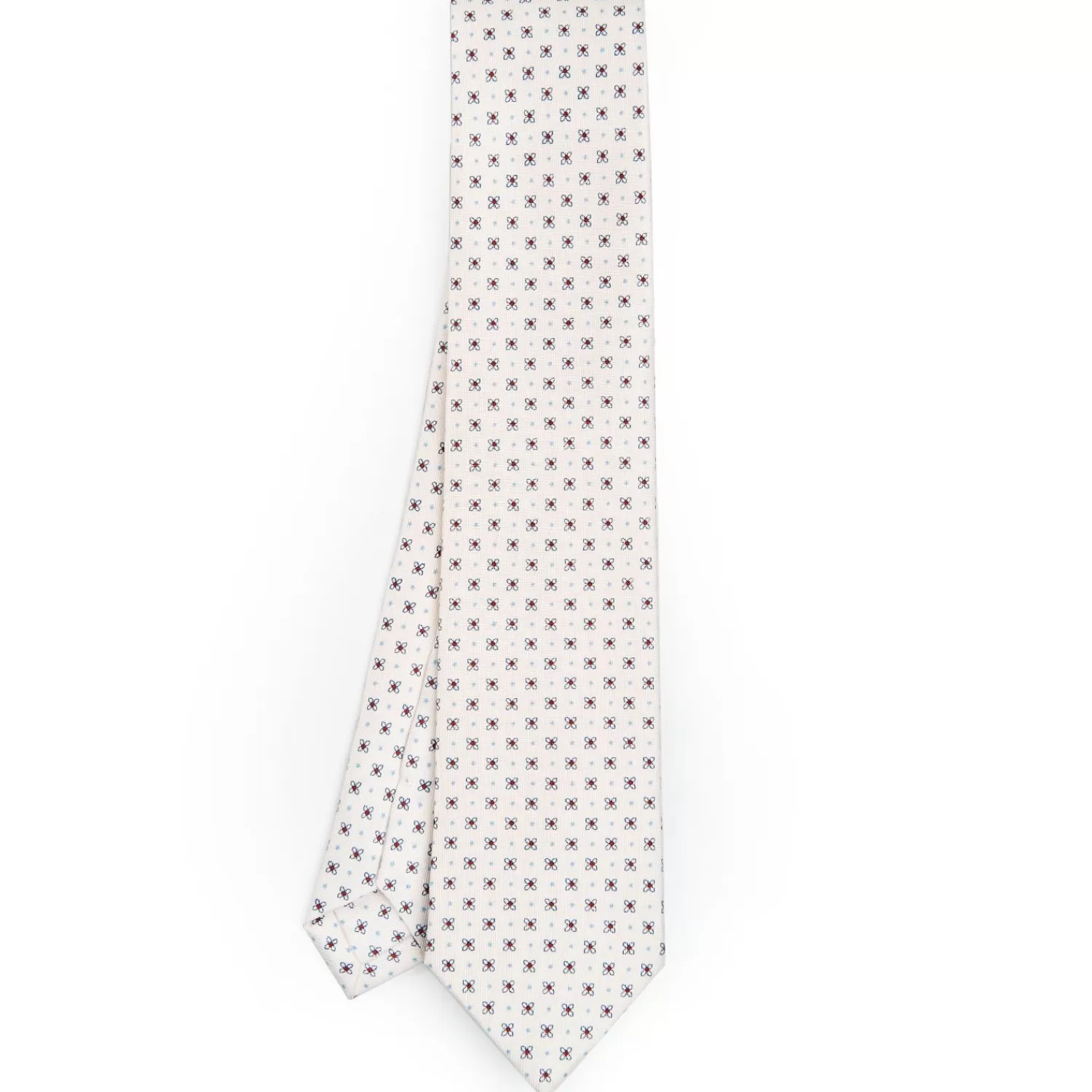 White Sartorial Classic Silk Tie - Small Flower Pattern>E.Marinella Cheap