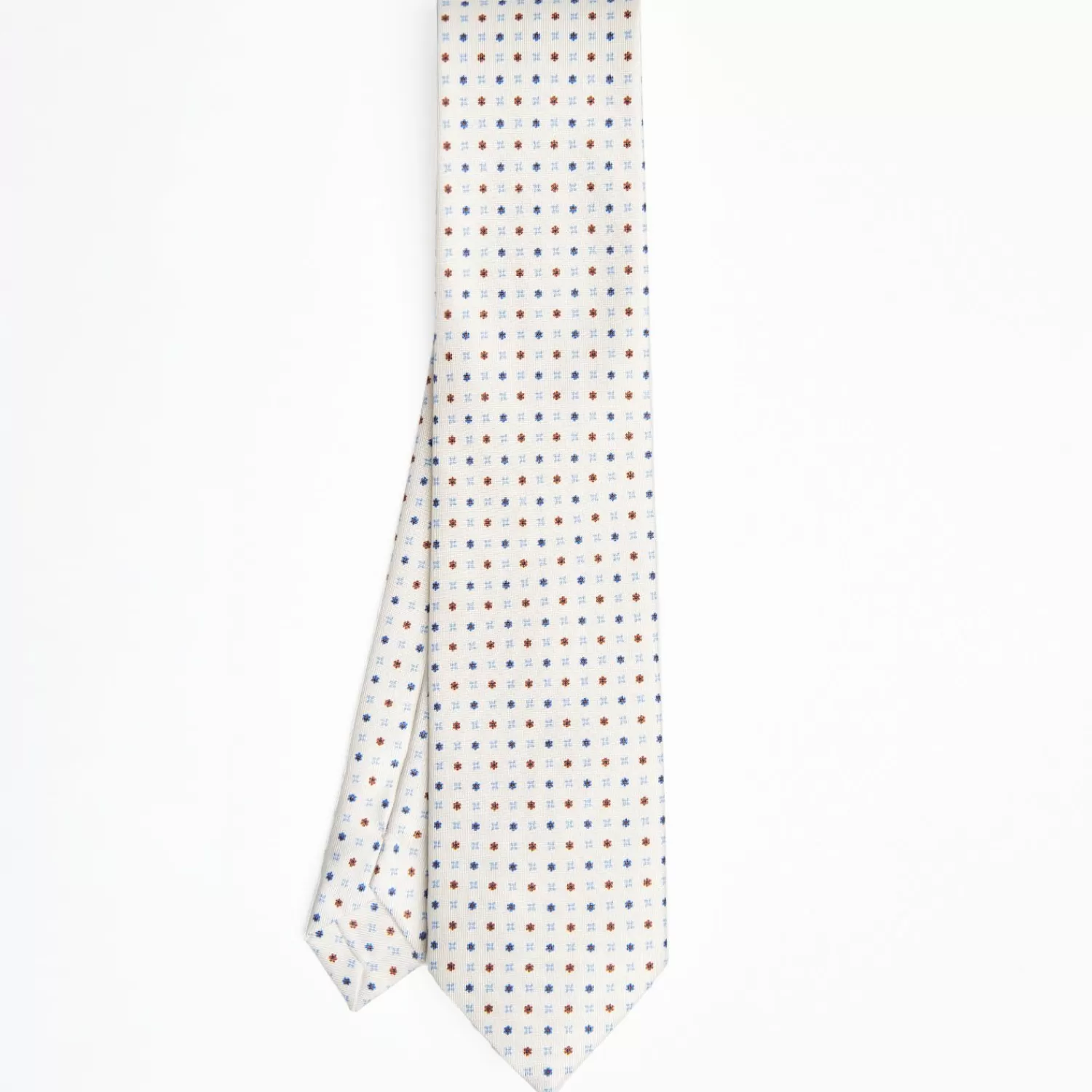 White Sartorial Classic Silk Tie - Small Flower Pattern>E.Marinella Hot