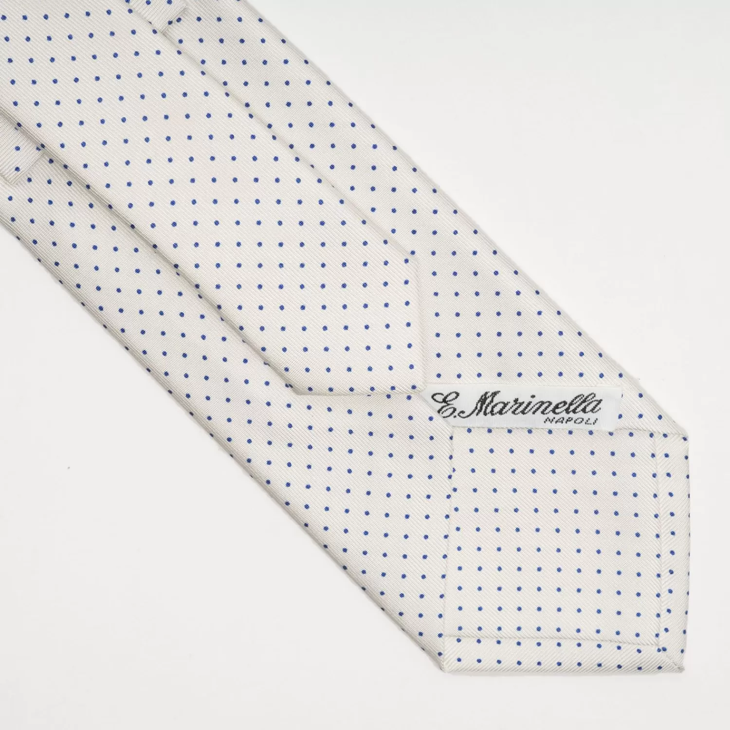 White Sartorial Classic Silk Tie Polka Dot Pattern>E.Marinella New