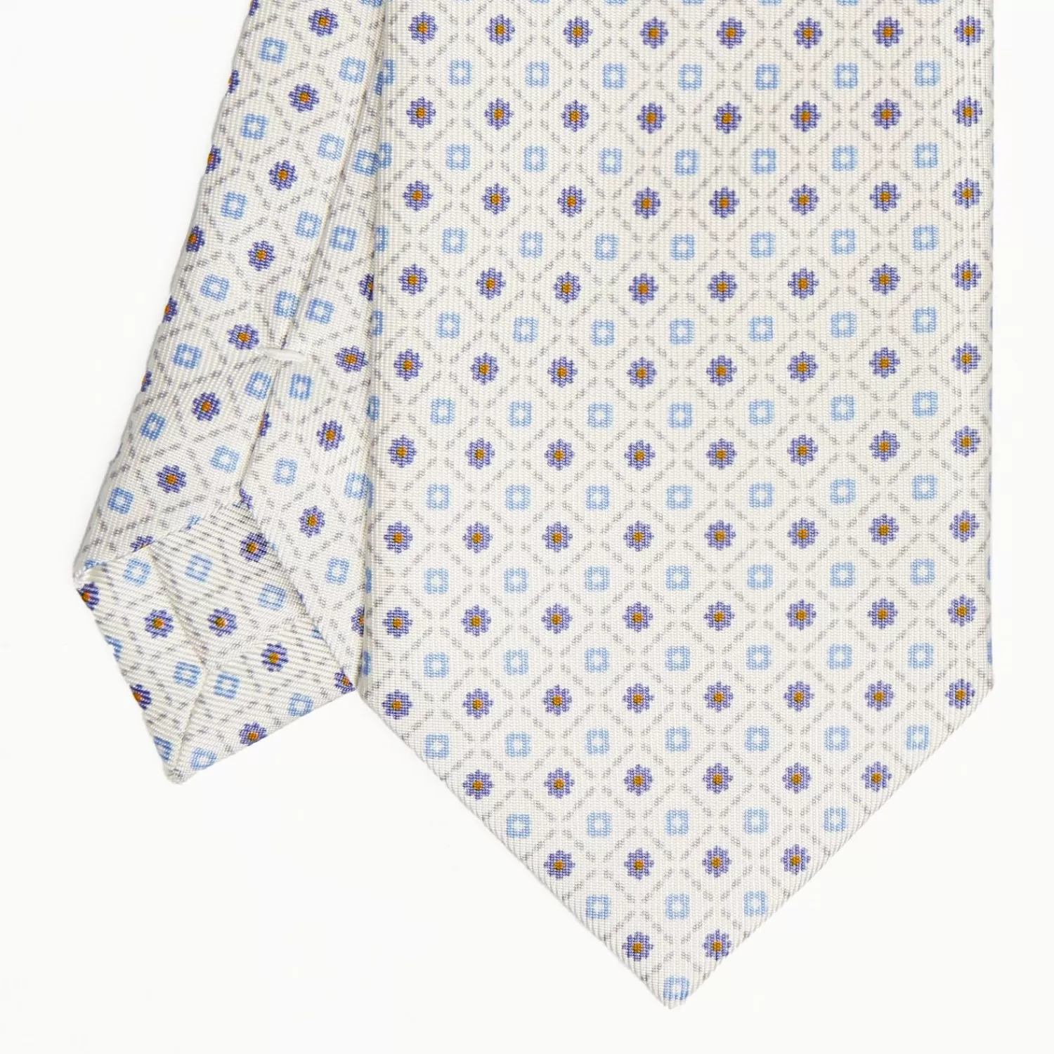 White Sartorial Classic Silk Tie Small Flower Pattern>E.Marinella Best