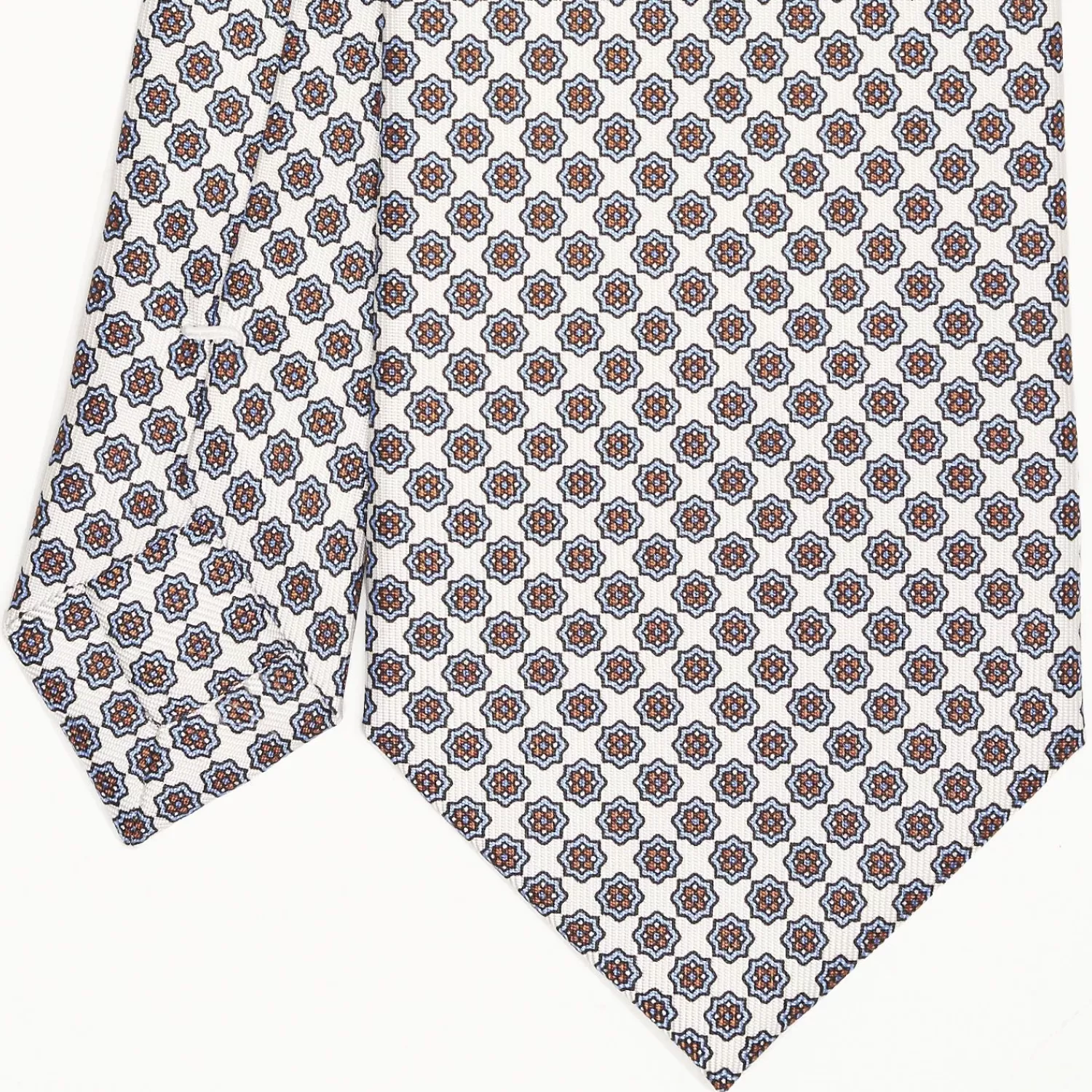 White Sartorial Classic Silk Tie Small Flower Pattern>E.Marinella Outlet