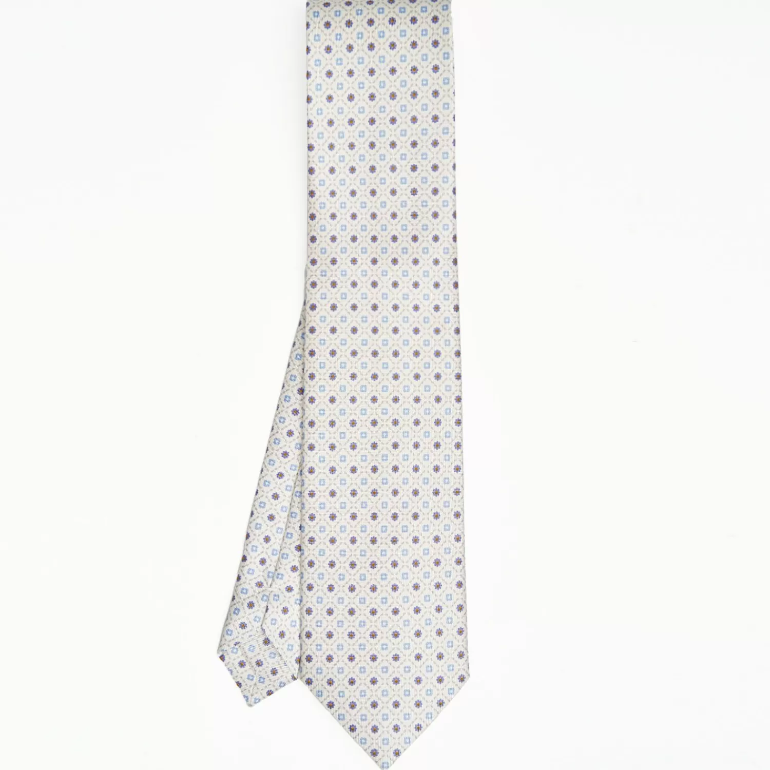 White Sartorial Classic Silk Tie Small Flower Pattern>E.Marinella Best