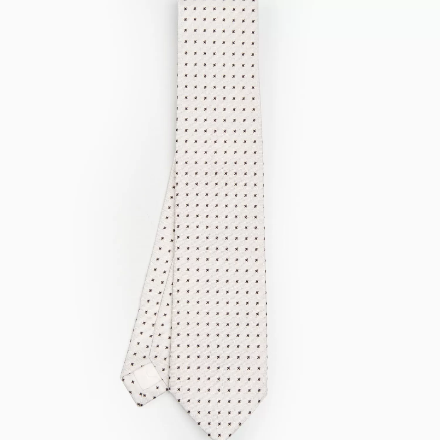 White Sartorial Jacquard Silk Tie - Small Flower Designs>E.Marinella Shop