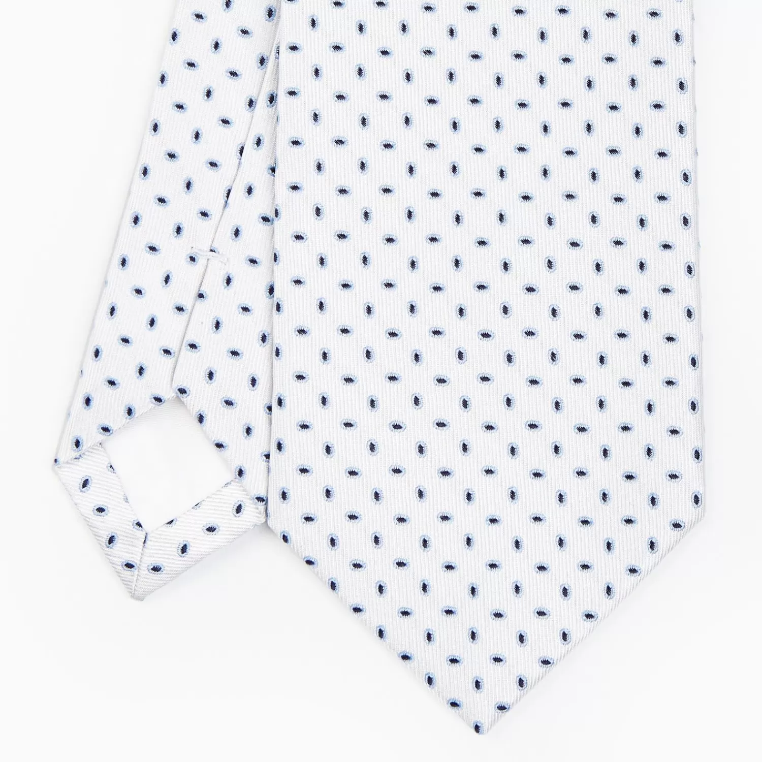 White Sartorial Jacquard Silk Tie - Small Geometric Pattern>E.Marinella Outlet