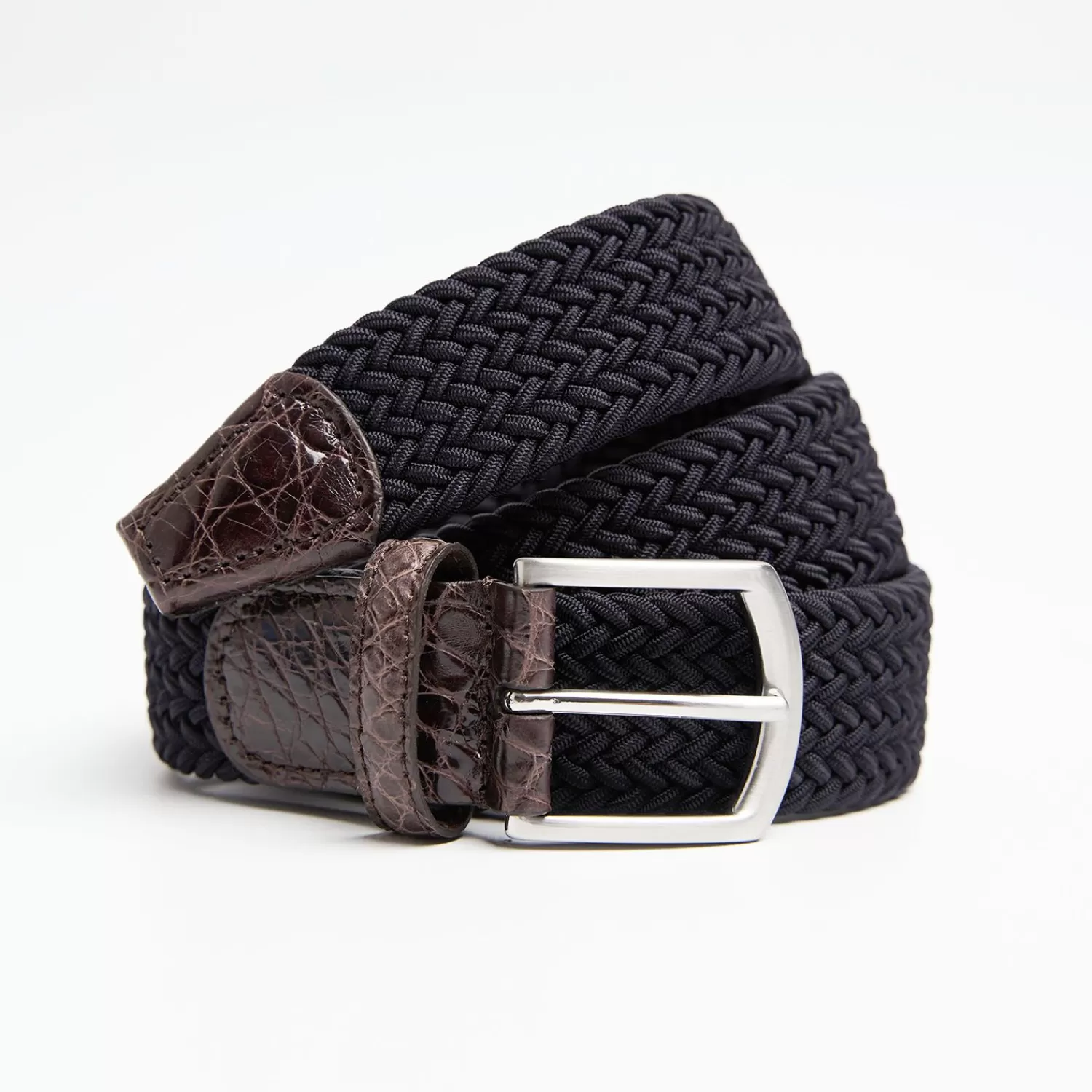 Woven Stretch Belt With Alligator Trims>E.Marinella Clearance