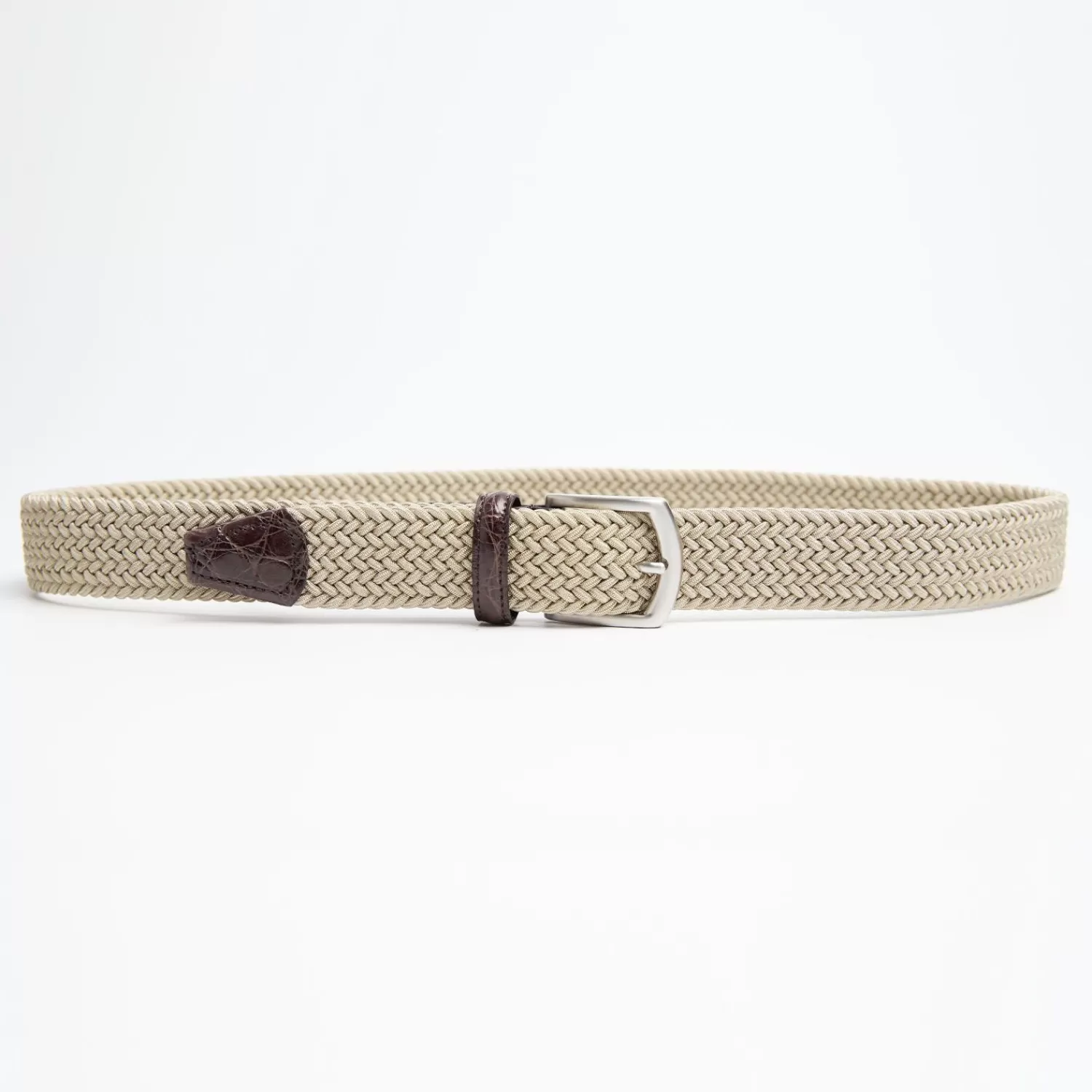 Woven Stretch Belt With Alligator Trims>E.Marinella Fashion