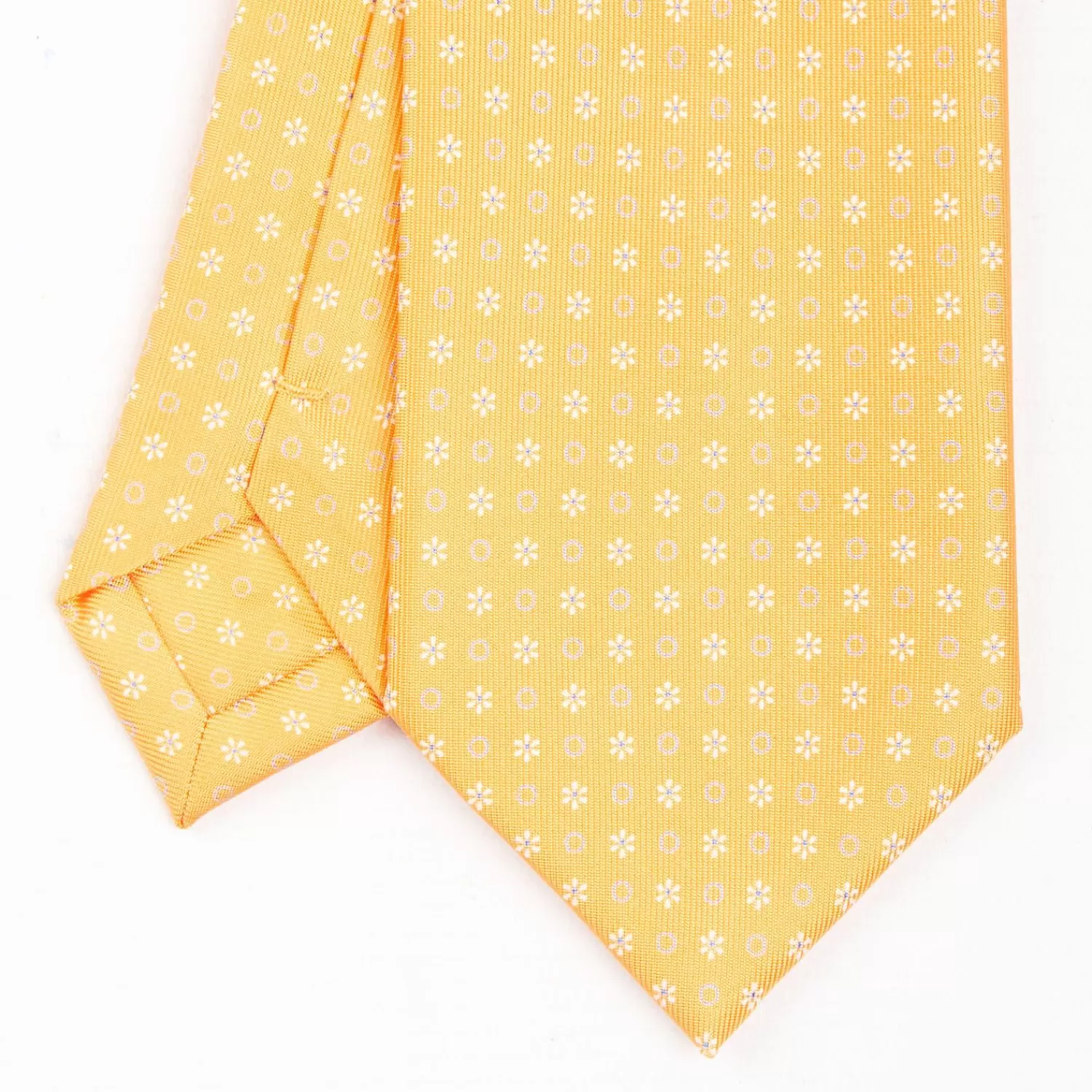Yellow Extra Long Silk Tie - Small Flower Pattern>E.Marinella Store