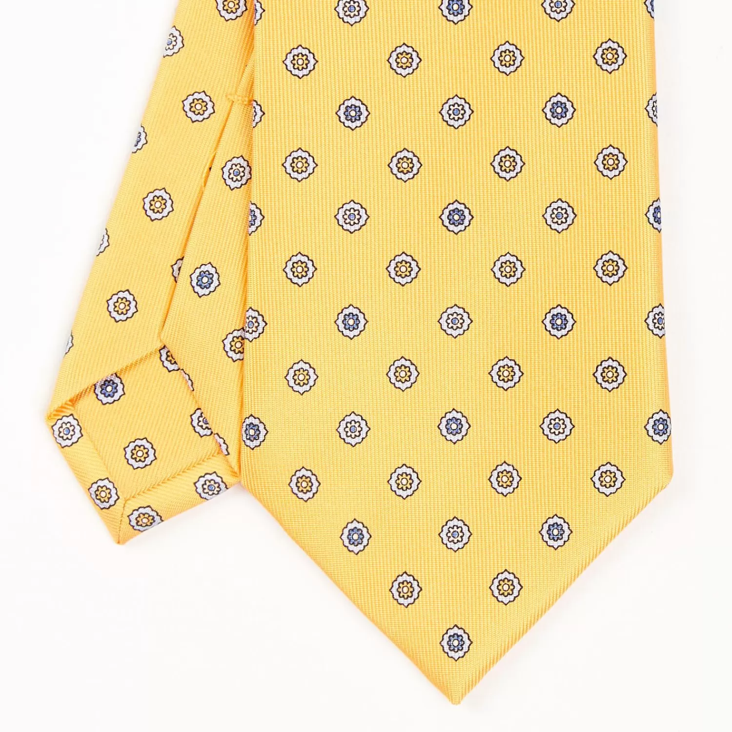 Yellow Sartorial Classic Silk Tie - Large Flower Pattern>E.Marinella Clearance
