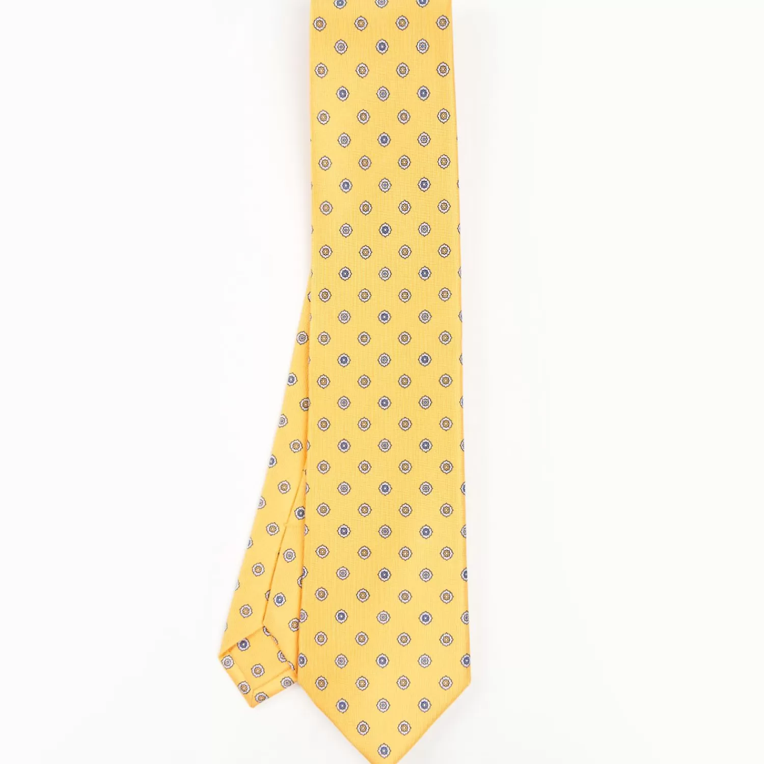 Yellow Sartorial Classic Silk Tie - Large Flower Pattern>E.Marinella Clearance