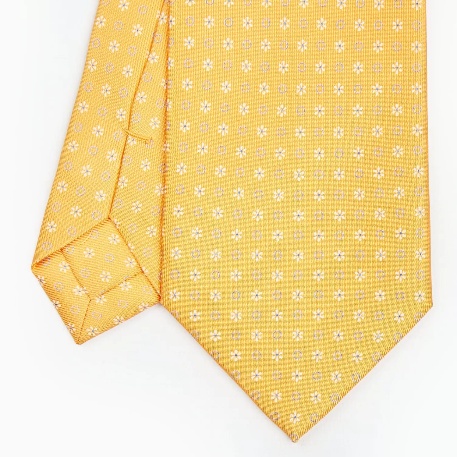 Yellow Sartorial Classic Silk Tie - Small Flower Pattern>E.Marinella Clearance