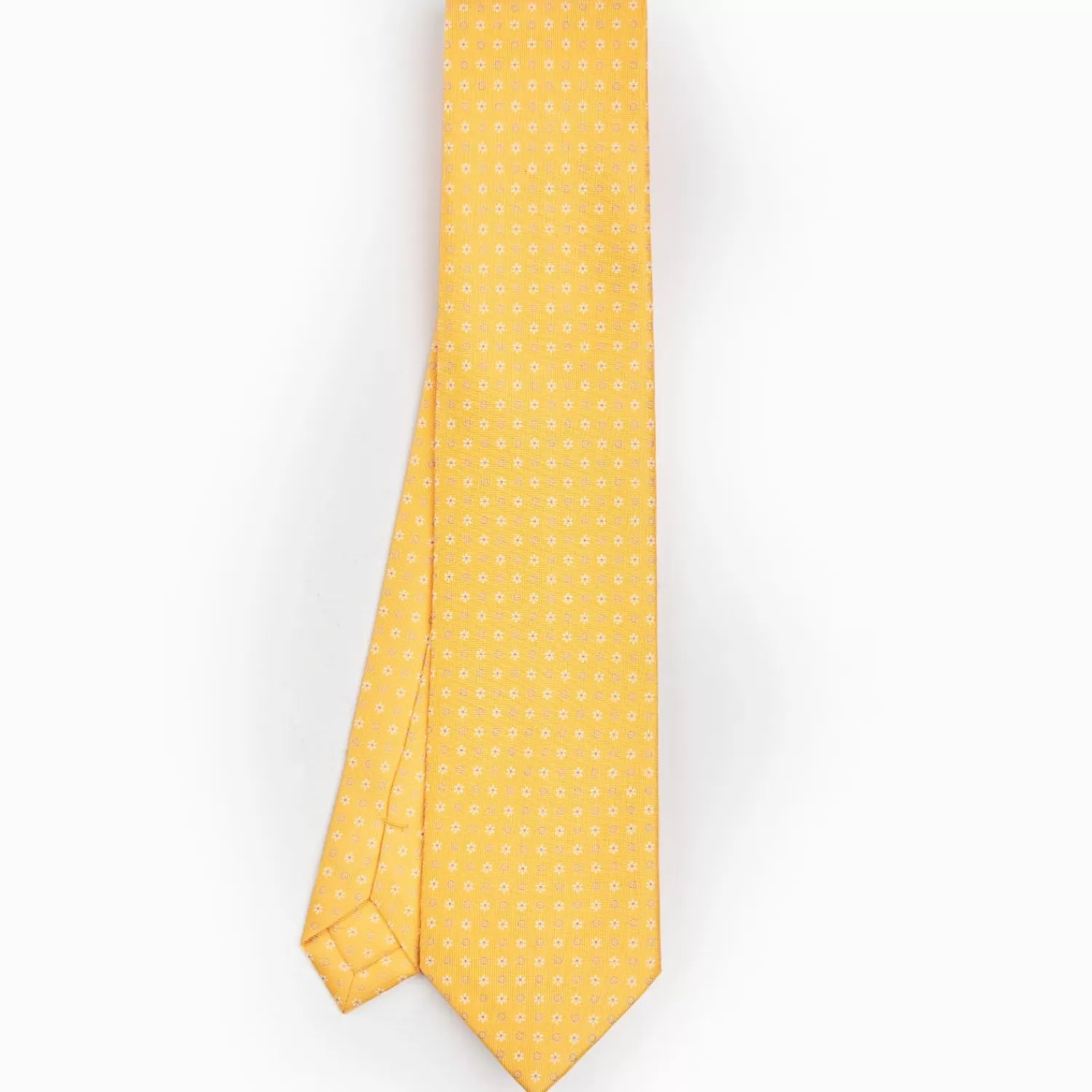 Yellow Sartorial Classic Silk Tie - Small Flower Pattern>E.Marinella Clearance