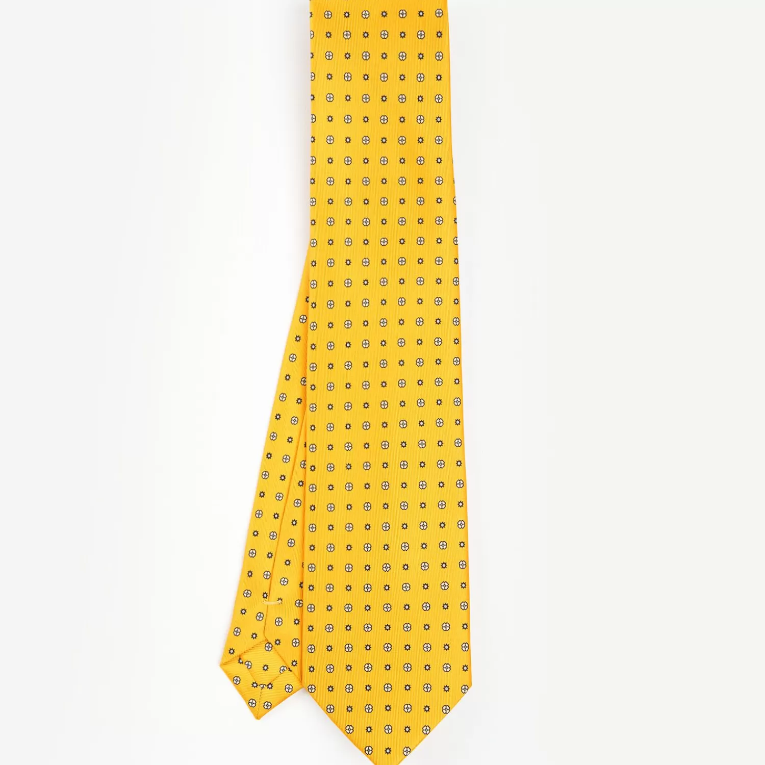 Yellow Sartorial Classic Silk Tie - Small Flower Pattern>E.Marinella Store