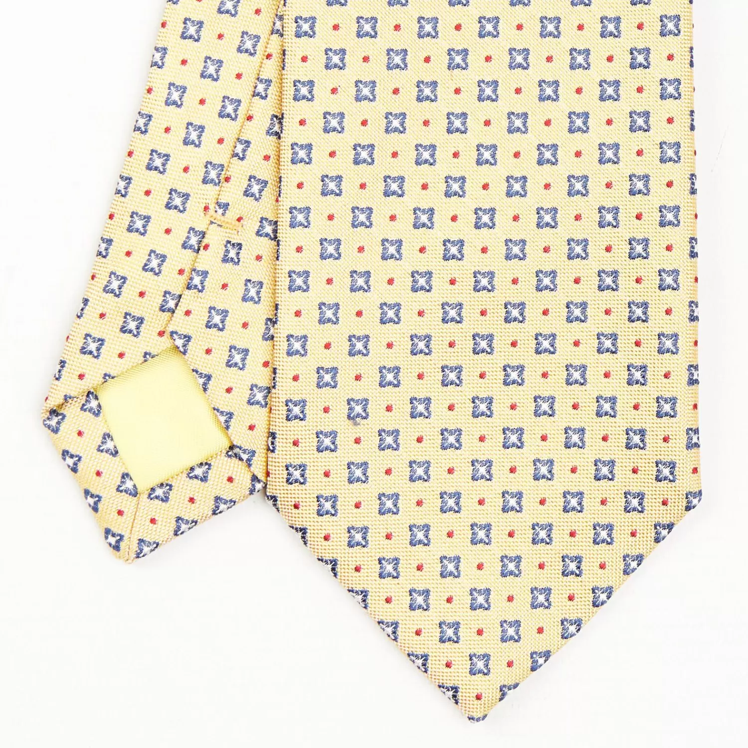 Yellow Sartorial Jacquard Silk Tie - Large Flower Pattern>E.Marinella Store
