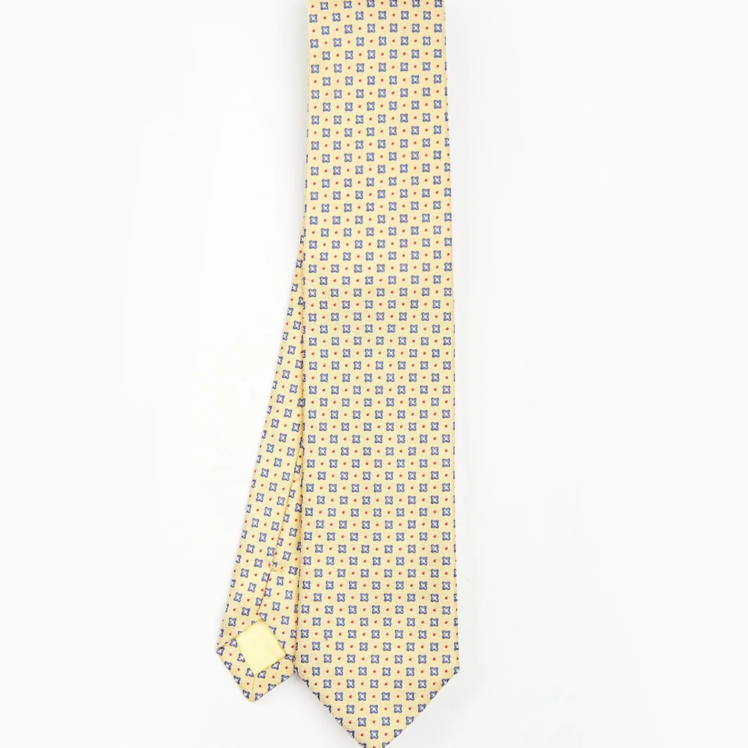 Yellow Sartorial Jacquard Silk Tie - Large Flower Pattern>E.Marinella Store