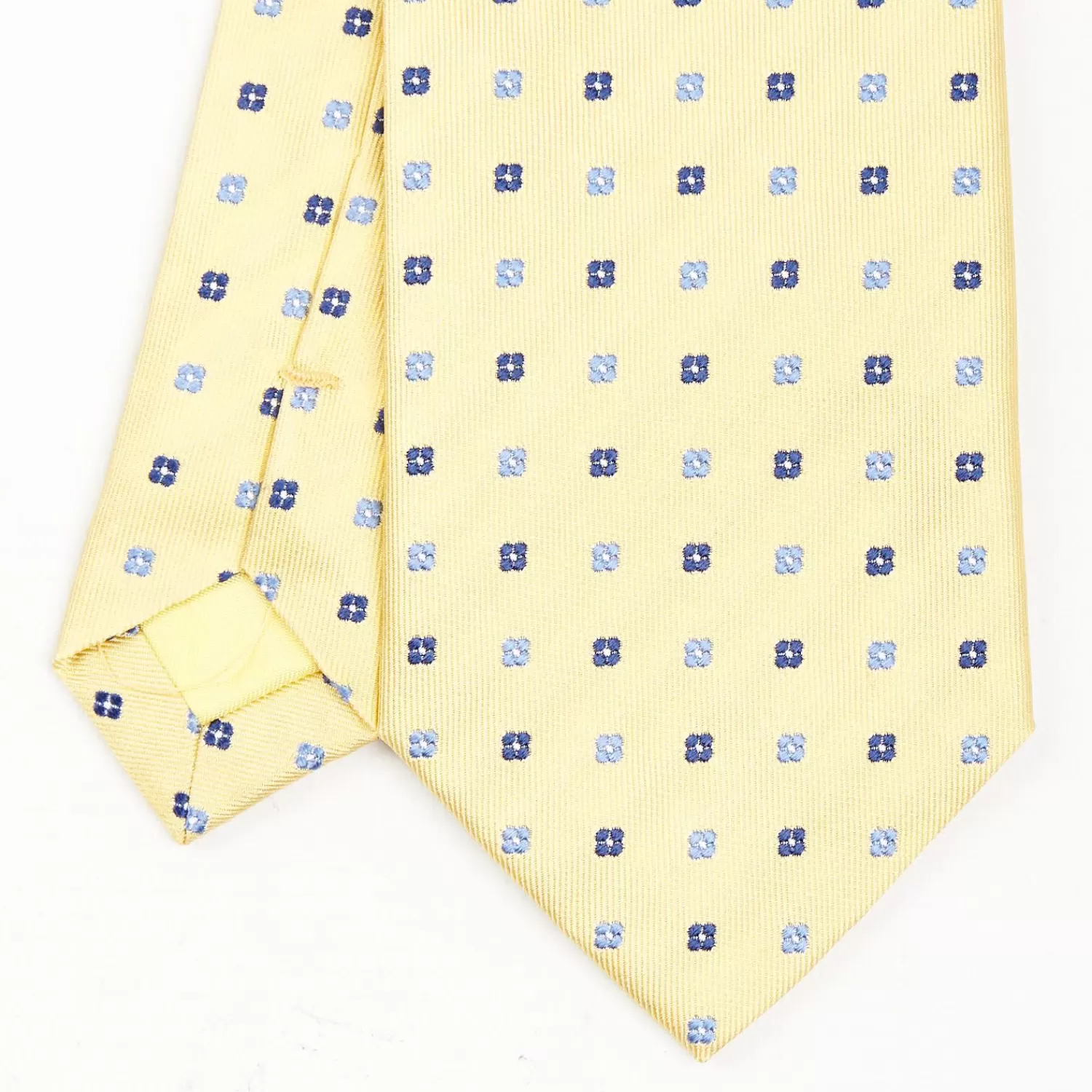Yellow Sartorial Jacquard Silk Tie - Small Flower Designs>E.Marinella Discount