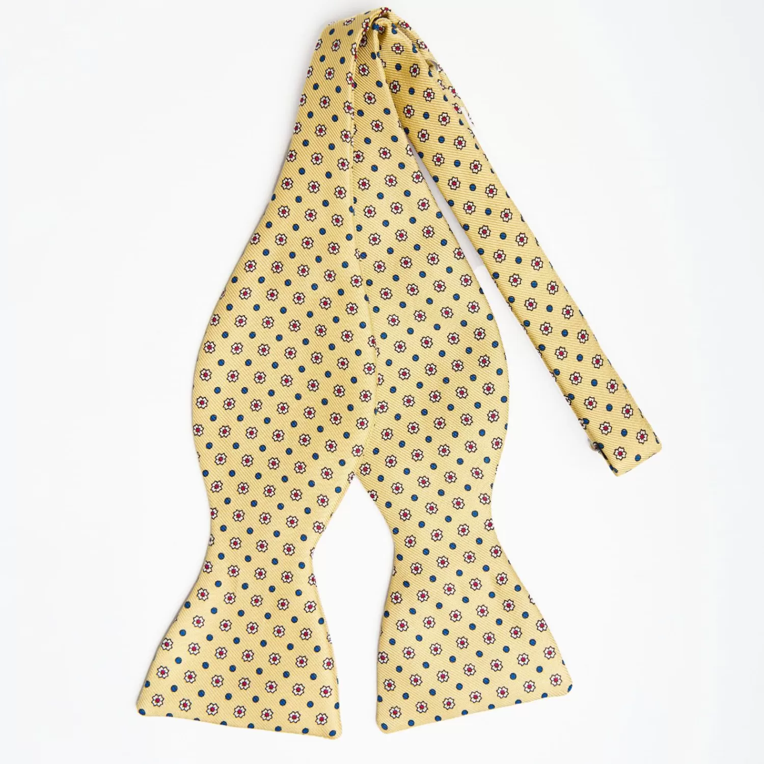 Yellow Silk Bowtie To Self-Tie - Small Flower Pattern>E.Marinella Outlet