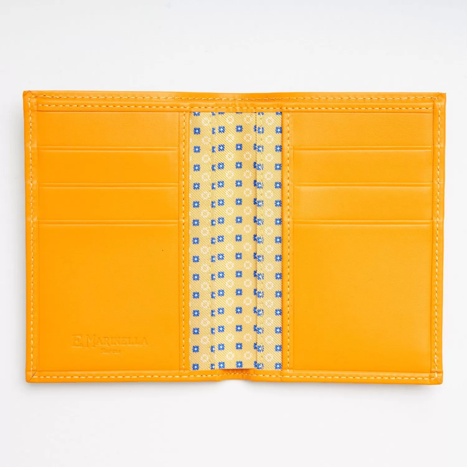 Yellow Vertical Wallet In Silk And Leather>E.Marinella New